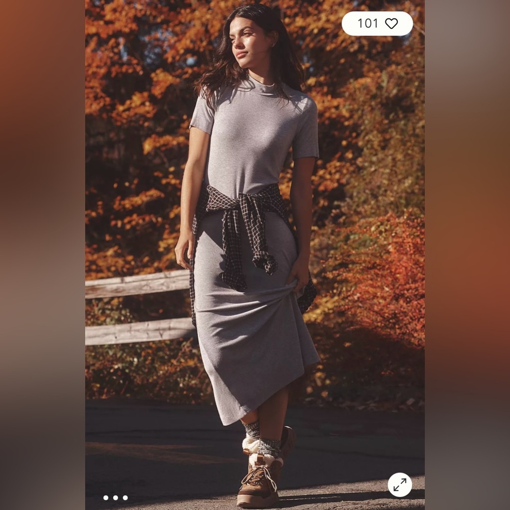 Anthropologie/Stateside Short Sleeve Rib Midi Dress in Grey Size S. NWT